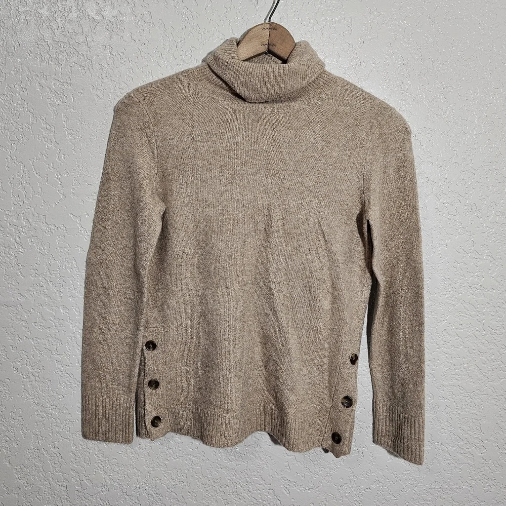 NWT J. Crew Beige Wool Blend Turtleneck Sweater